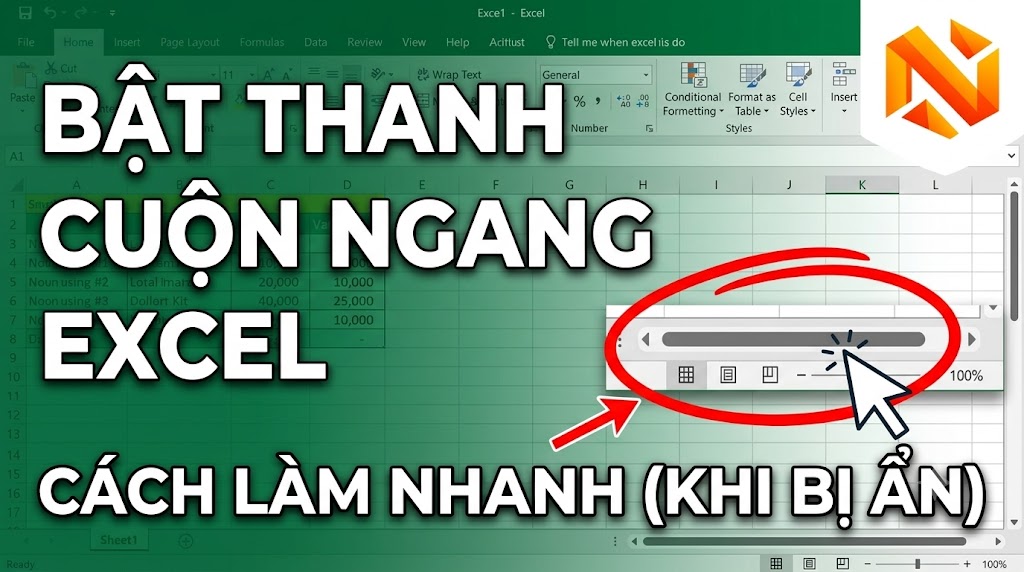 Bật Thanh Cuộn Ngang Trong Excel Khi Bị Ẩn