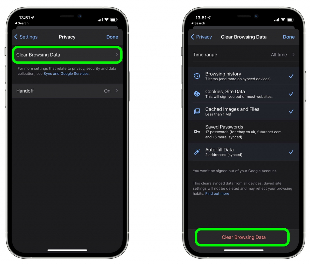 Cách xóa cache Chrome trên IPhone