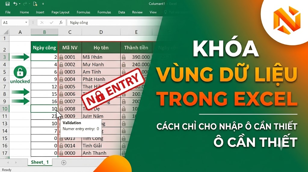 Khóa Vùng Dữ Liệu Trong Excel